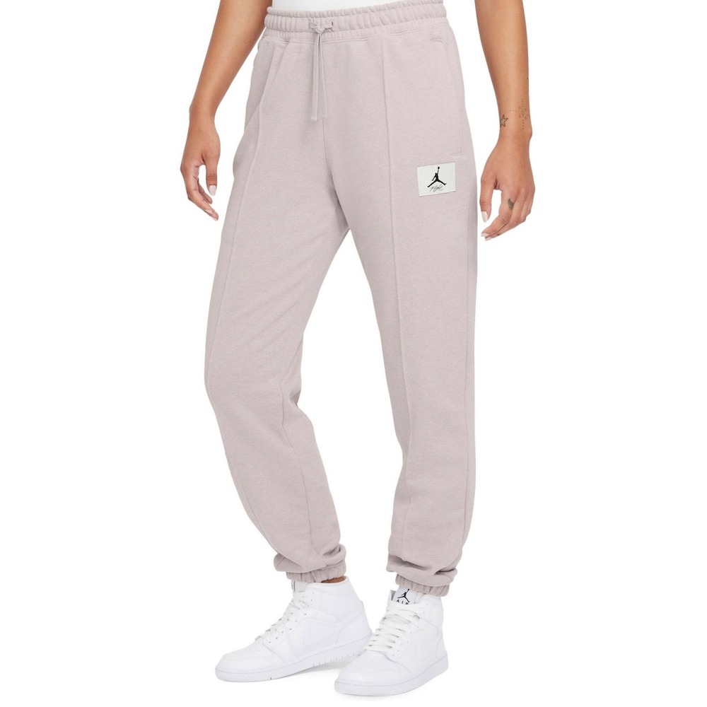 Jordan Flight Women Fleece Joggers Taupe High Rise Sweatpants medium‎